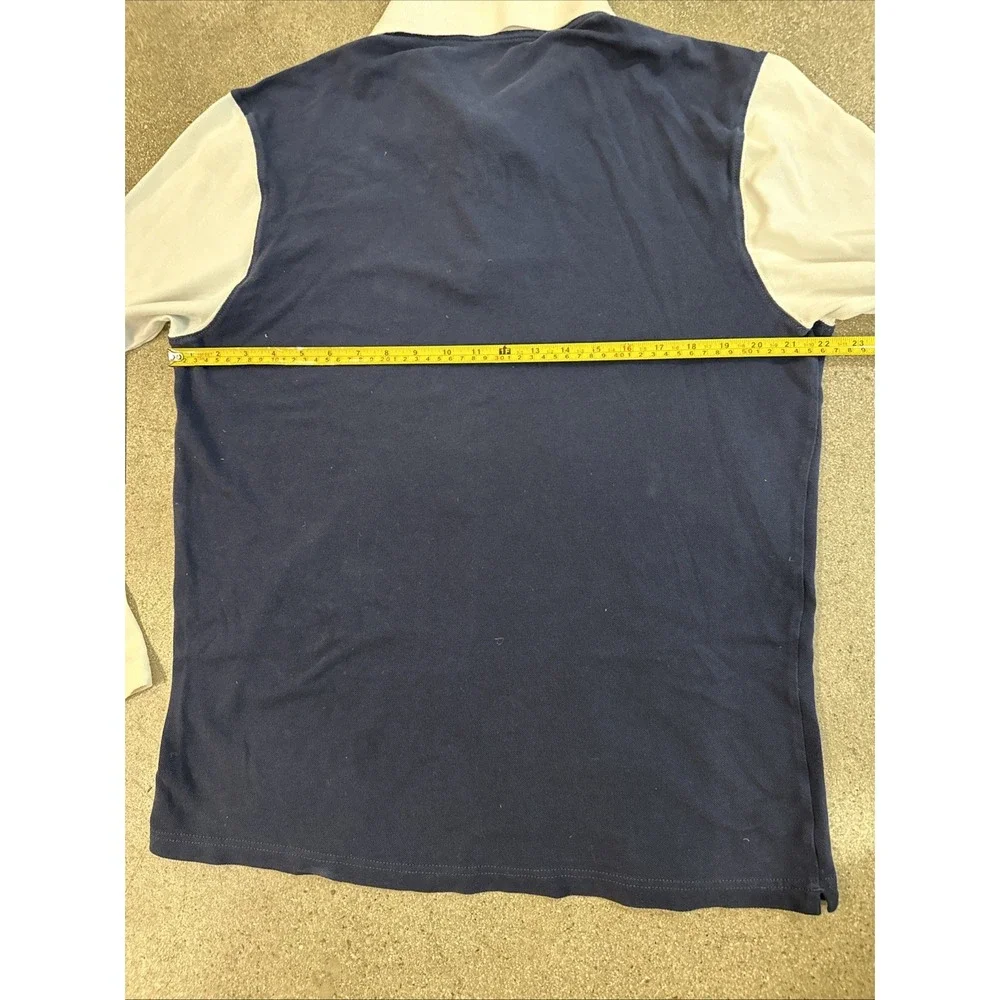 True Religion Polo Shirt Men Tru Navy/White Size XL Rugby Cotton Long Sleeve NWT